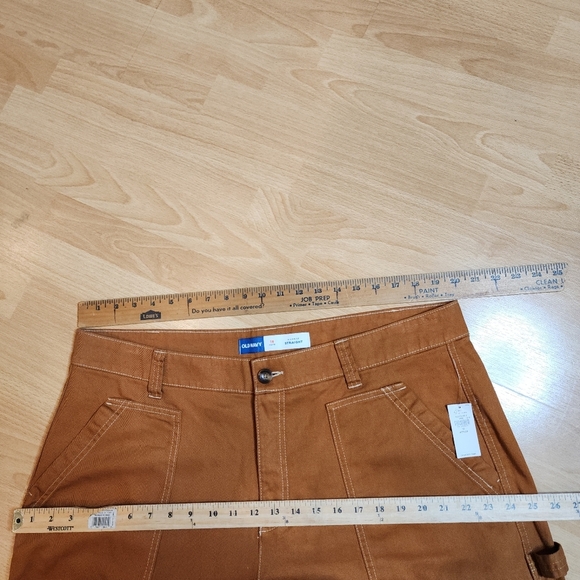 NWT Old Navy Utility Mustard Brown Orange Straight Twill Jeans Size 18 Petite - Picture 8 of 16